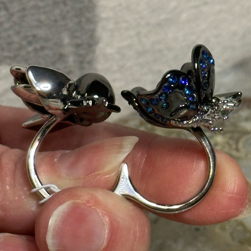 AUTHENTIC COACH double finger ring M/L skull rexy tearose star pyramid b… - Picture 14 of 16